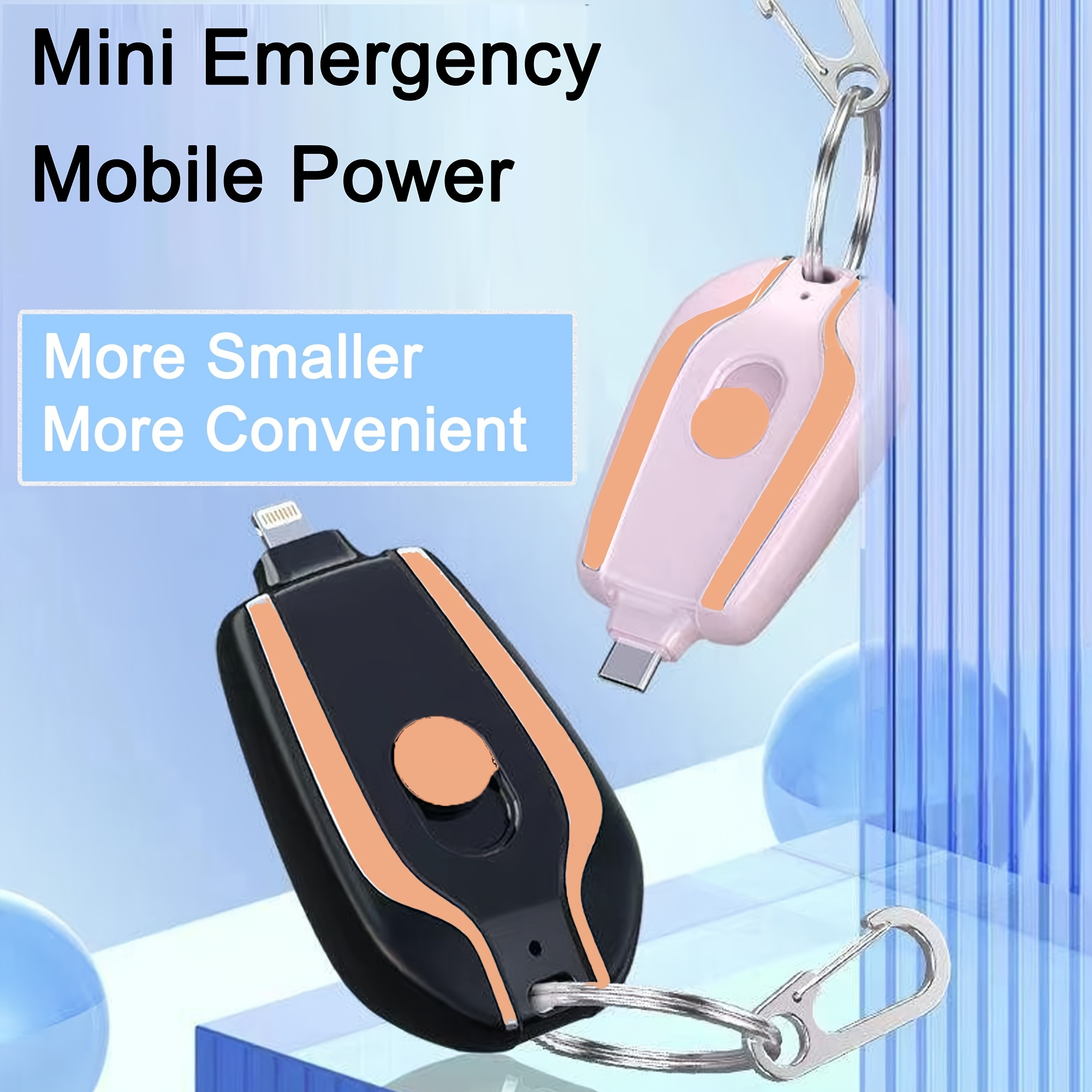 Mini Llavero Powerbank, Cargador para teléfono móvil de llavero, Batería  Externa Pequeña Ultracompacta, 1500 mAh Tipo C (Android) e iOS (Iphone).  Banco de energía de emergencia. Carga rápida.