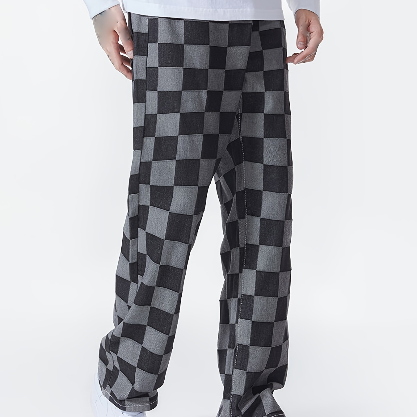 Pantalon large a online carreaux homme