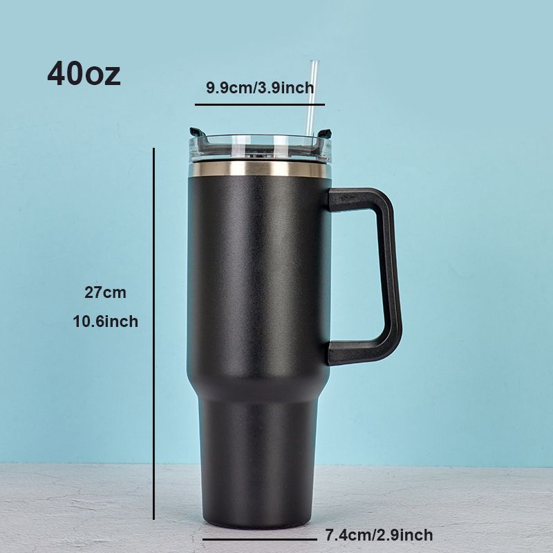1pc 40oz Straw Tumbler, Reusable Vacuum Tumbler With Straw, Insulated Double Wall Stainless Steel Cup Handle And Vacuum Flask, Handy Cup, Teacher Appreciation Gifts details 3