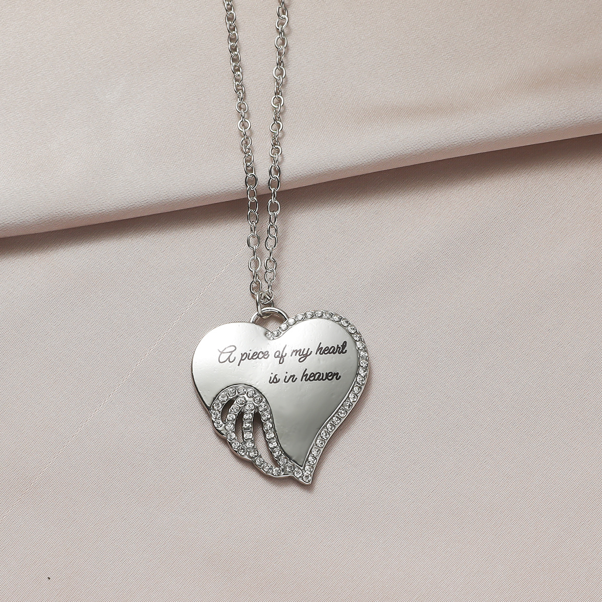 dainty pendant necklace heart shape pendant inlaid shiny rhinestones adjustable clothing accessories for women valentines day gift details 1