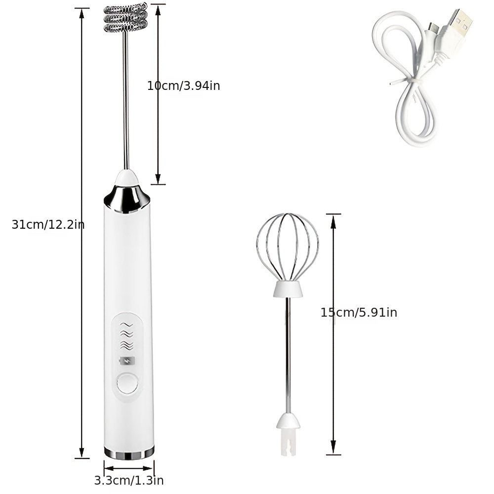 Milk Frother, USB Rechargeable 3-Speed Mini Electric Milk Frother Mixer for Coffee, Latte, Cappuccino, Hot Chocolate, Egg Beaters and Stainless Steel