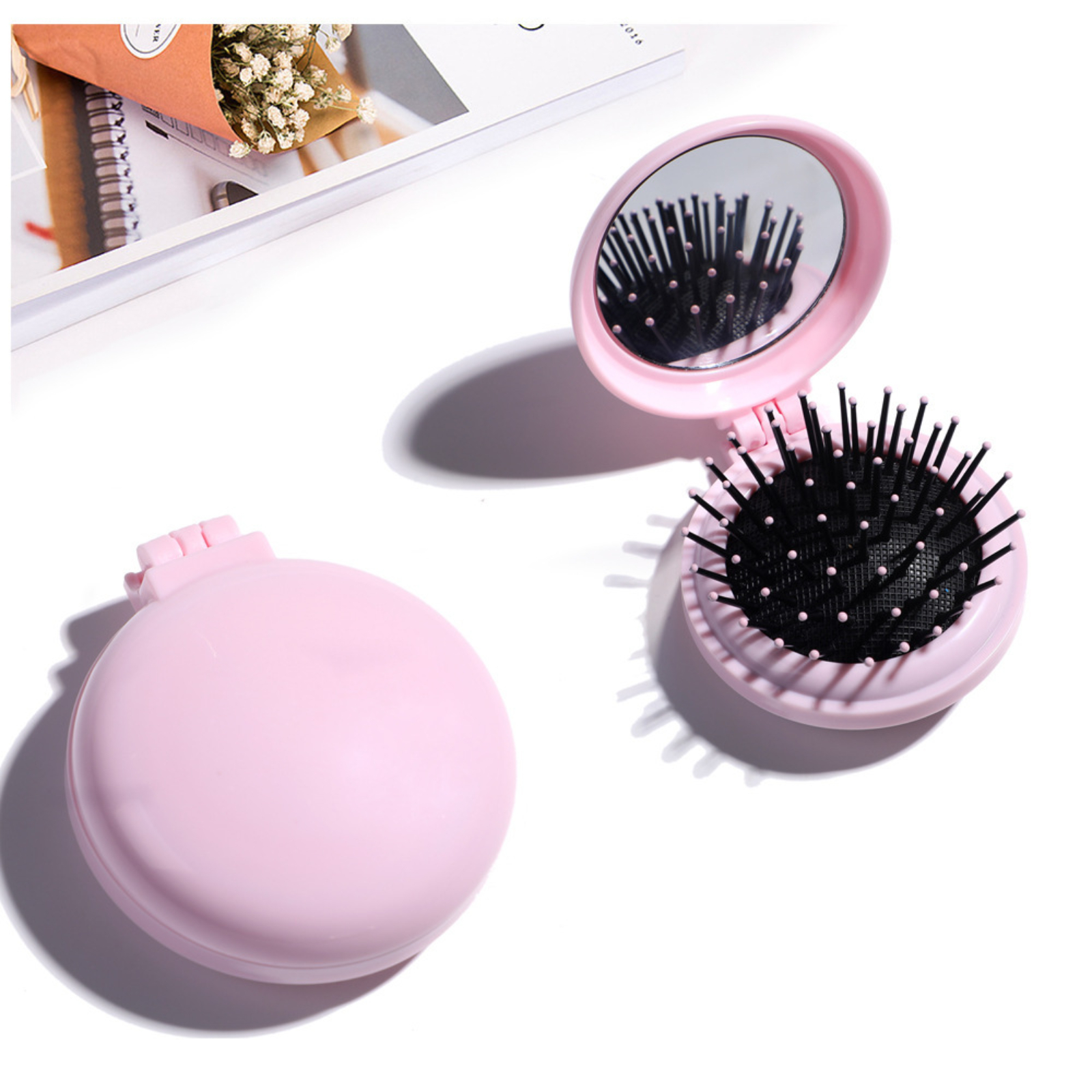 Folding Travel Mirror Hair Brushes Round Mirror Pocket Hair Temu