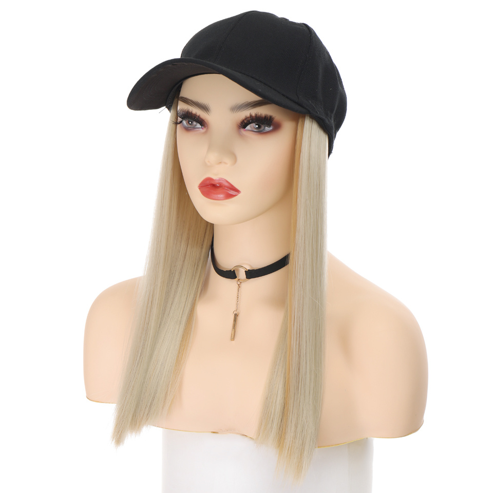 Short Medium Length Straight Hat Wig Baseball Cap Hair Temu