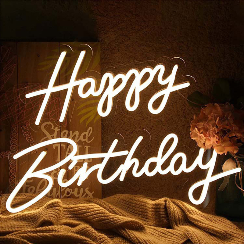 Happy Birthday Led Neon Sign Light Creative Birthday Cake - Temu