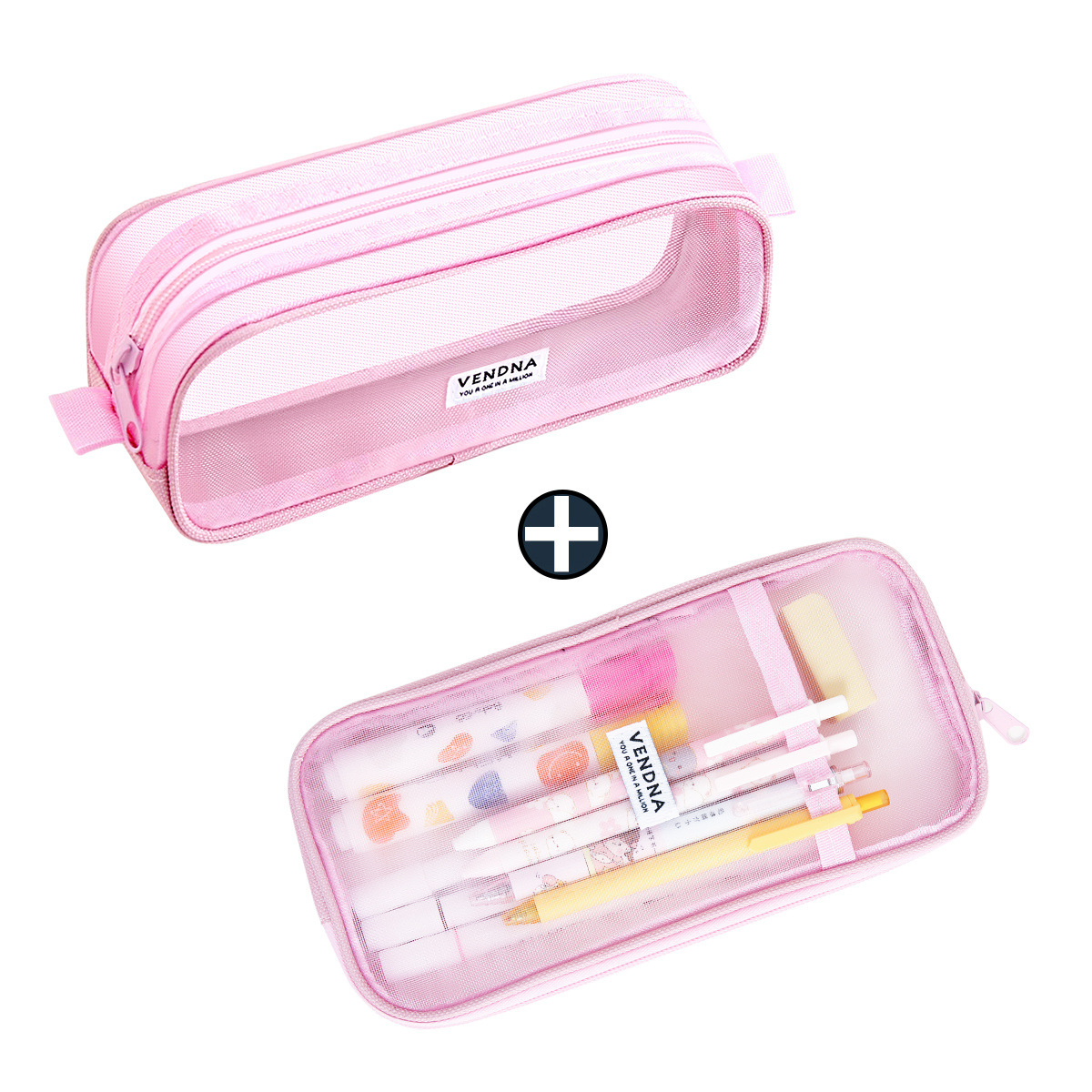 Clear Pencil Pouch, Large Clear Pen Bag Pencil Case with Zipper, Cute  Marker Pouch Wide-Opening