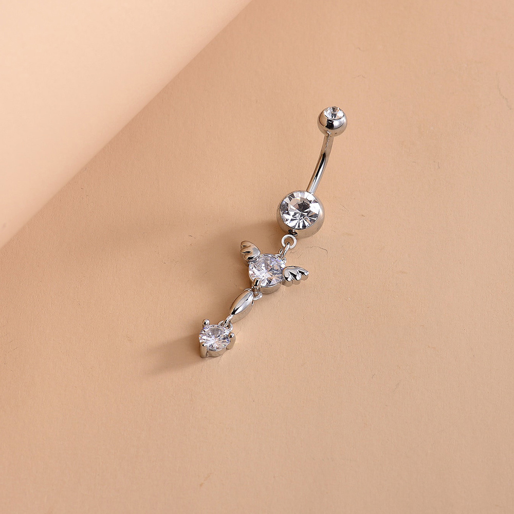 Elegant Belly Button Ring Inlaid Shiny Zircon Temu Australia