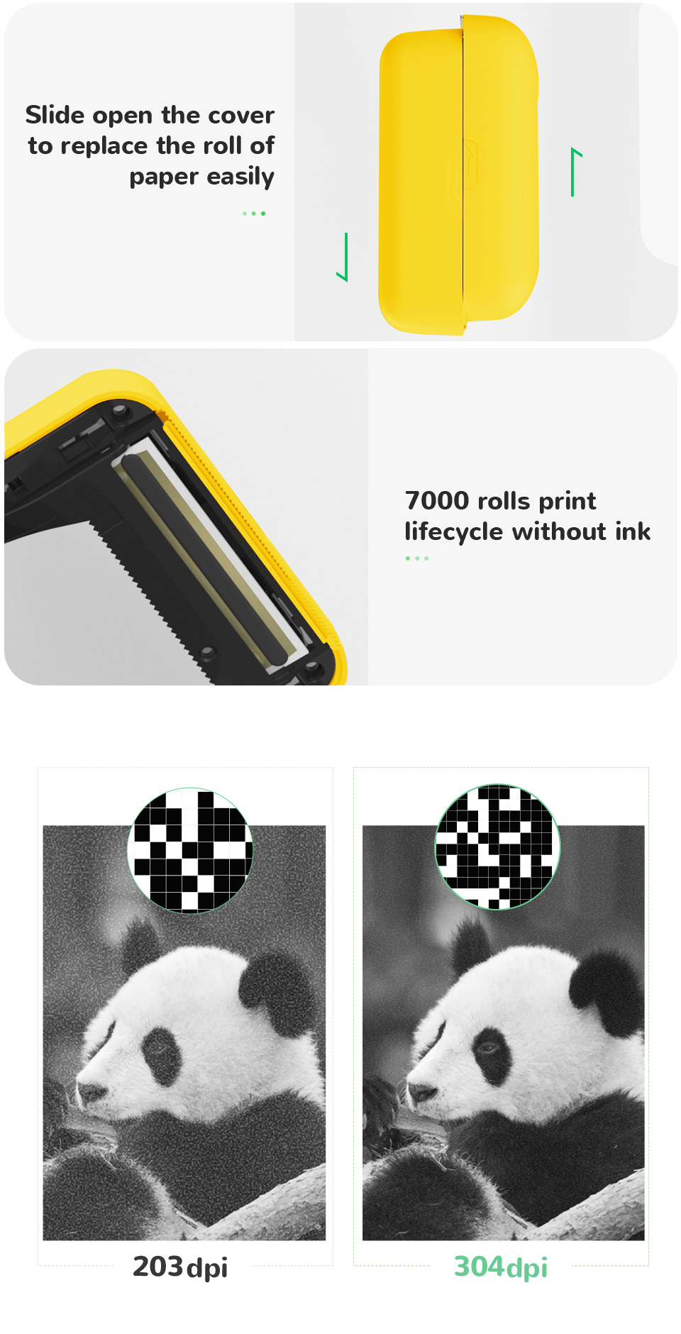 Cadeau d'anniversaire Portable Bear Pocket Printer, Mini Bluetooth Peripage  Thermal Printer Printing Photos Étiquettes Reçus