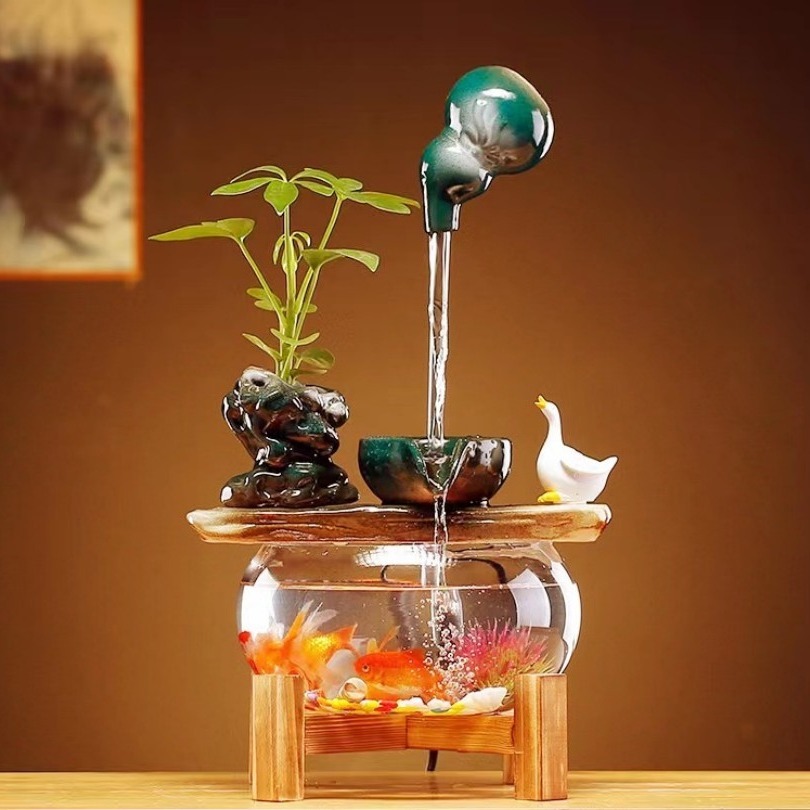 1pc Mini Fisherman Figurines Aquarium Fish Tank Decoration Flower