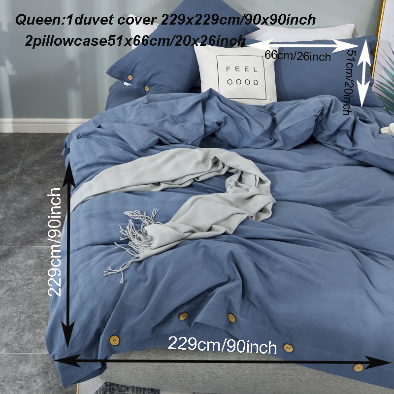 2 3pcs Button Closure Duvet Cover Set 1 Duvet Cover 1 2 Pillowcase Washed Microfiber Soft Easy Care Bedding