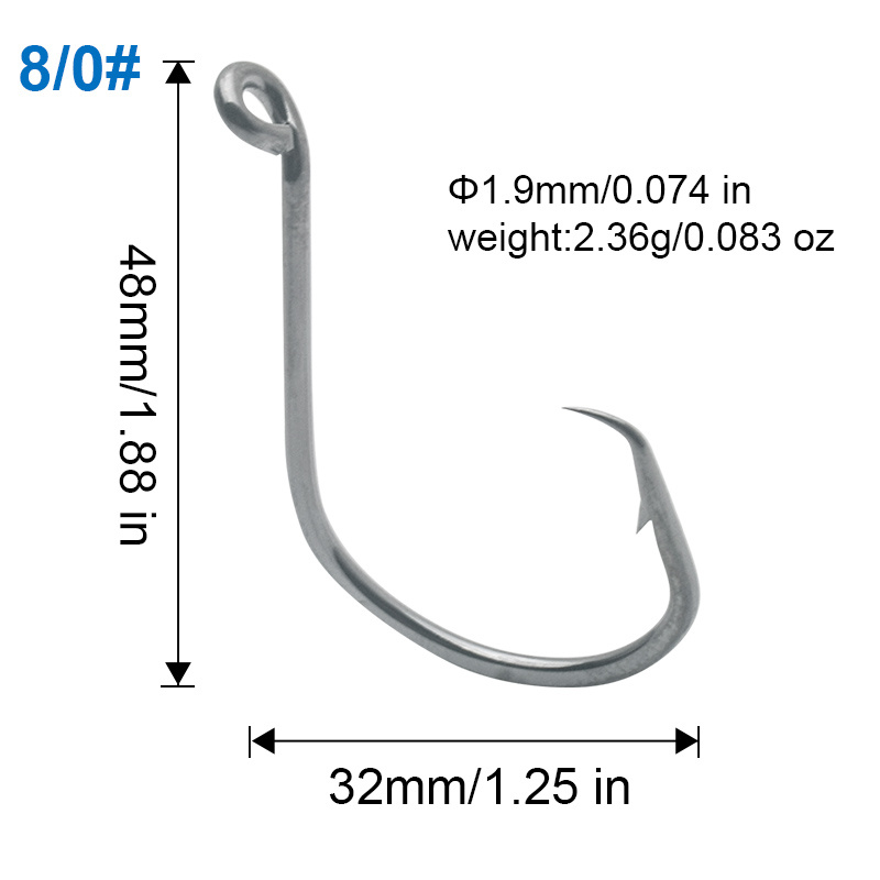 10pcs Loose Fish Hook, Crooked Mouth, Barbed Fish Hook, Sea Bass * Fish  Hook, String Hook, Anchor Fish, Long Handle Hook