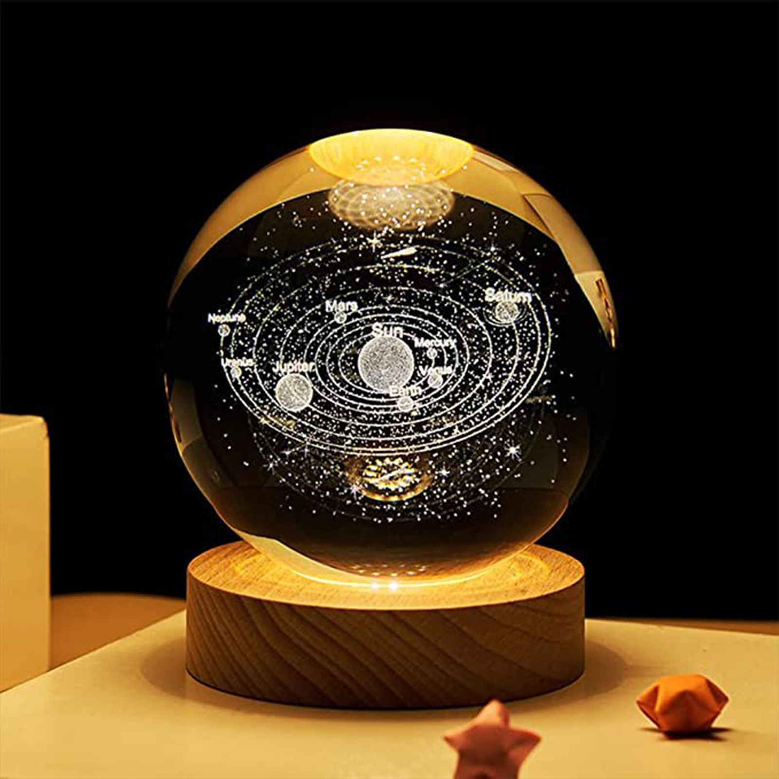 3d Solar System Crystal Ball Lamp K9 Crystal Ball Night - Temu