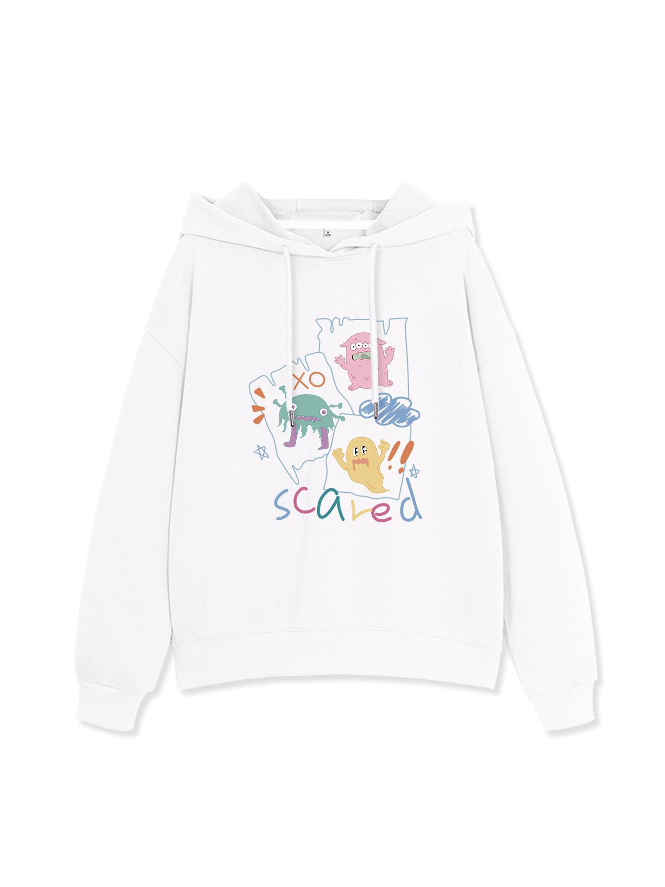 Little Monster Print Long Sleeve Crew Neck Pullover Sweatshirt, Casual ...