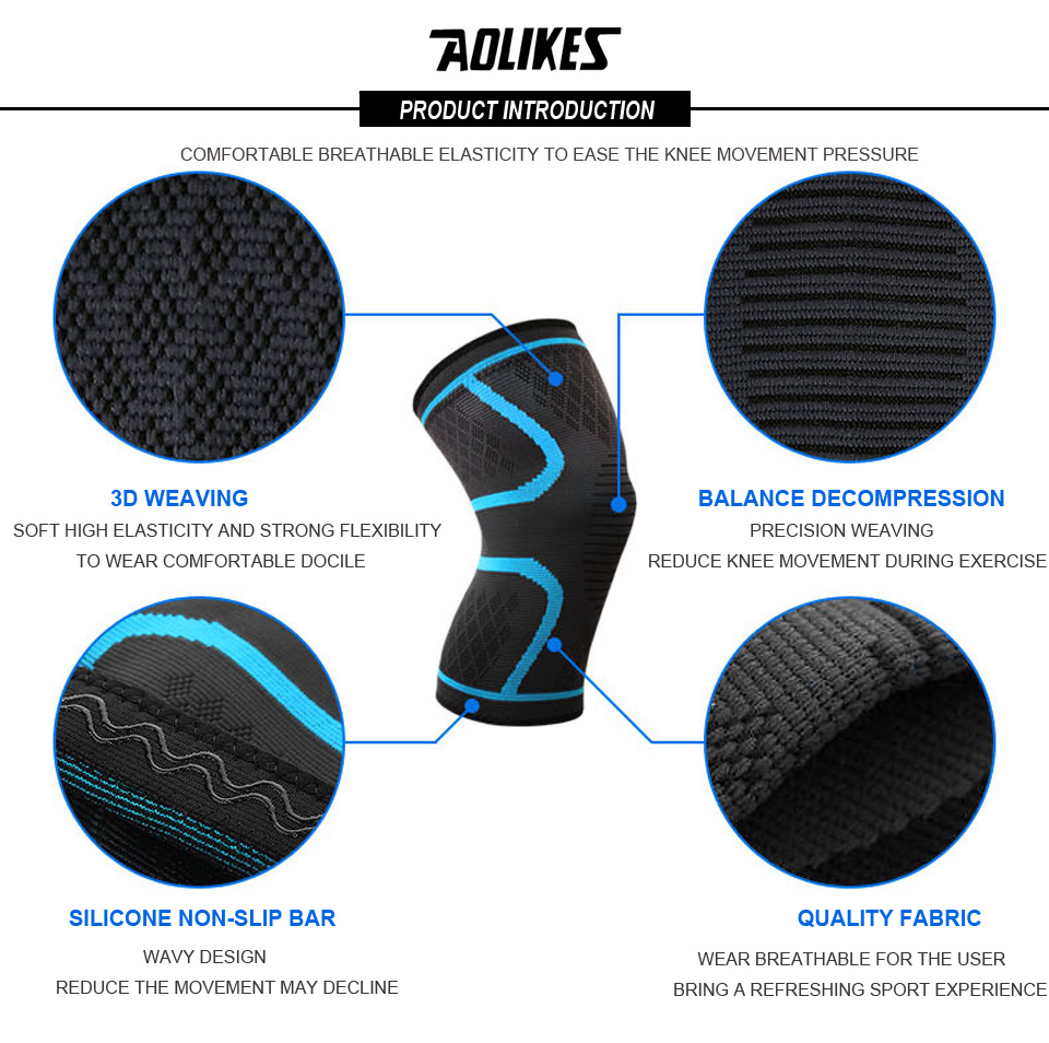 1pc AOLIKES Compression Knee Pad Sleeve Comfortable Knee Brace for Running, Volleyball, Basketball, Yoga, Tennis, Football & More! details 2