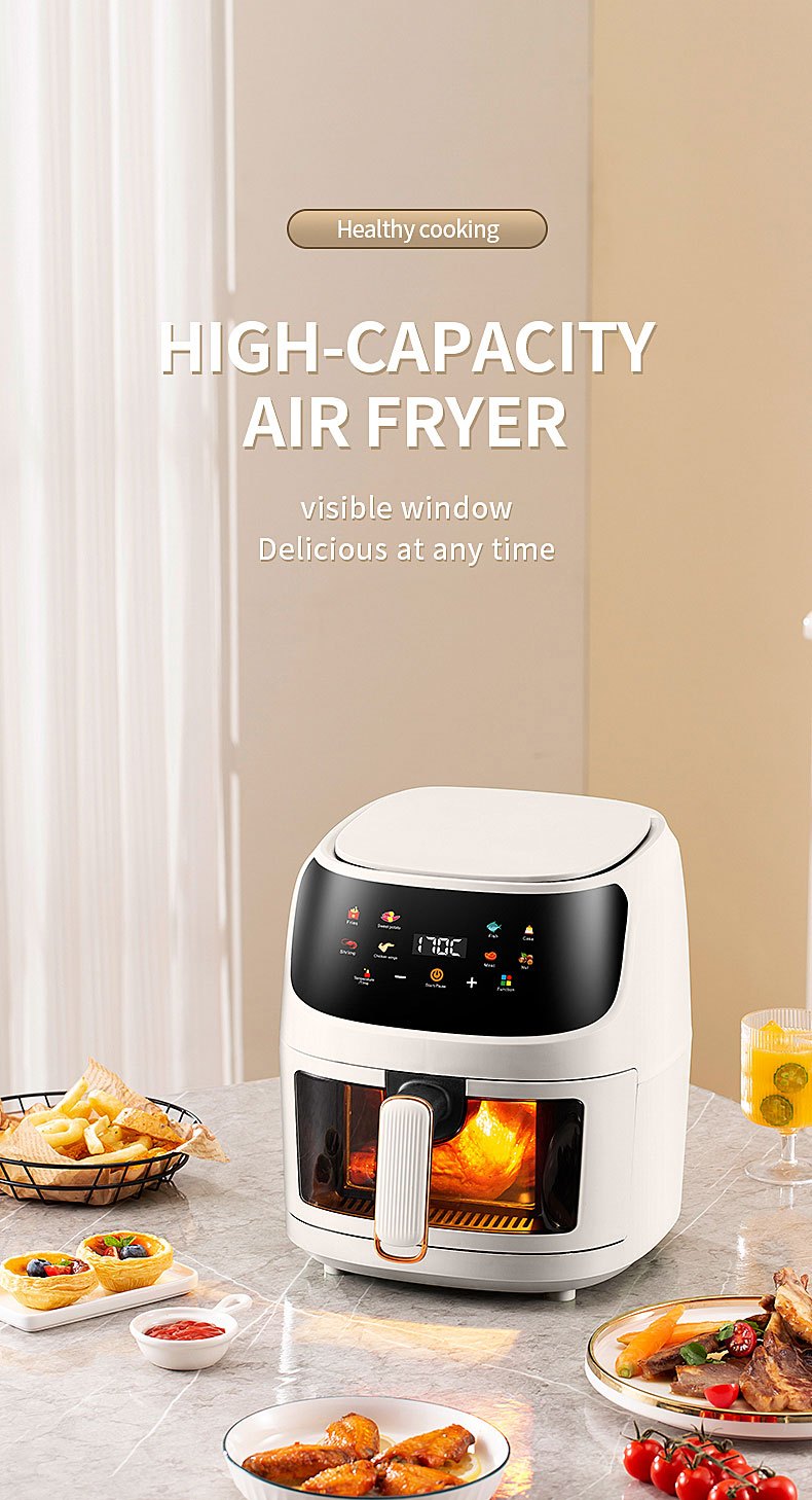 Air Fryers Oven Combo 5.0 Quart Electric Air Fryer, Oilless Cooker 1300W  Large Capacity Multifunction Health Fryer with Digital Touch Screen,  8-1Precise Presets Air Fryer for Roasting/Baking/Grilling 