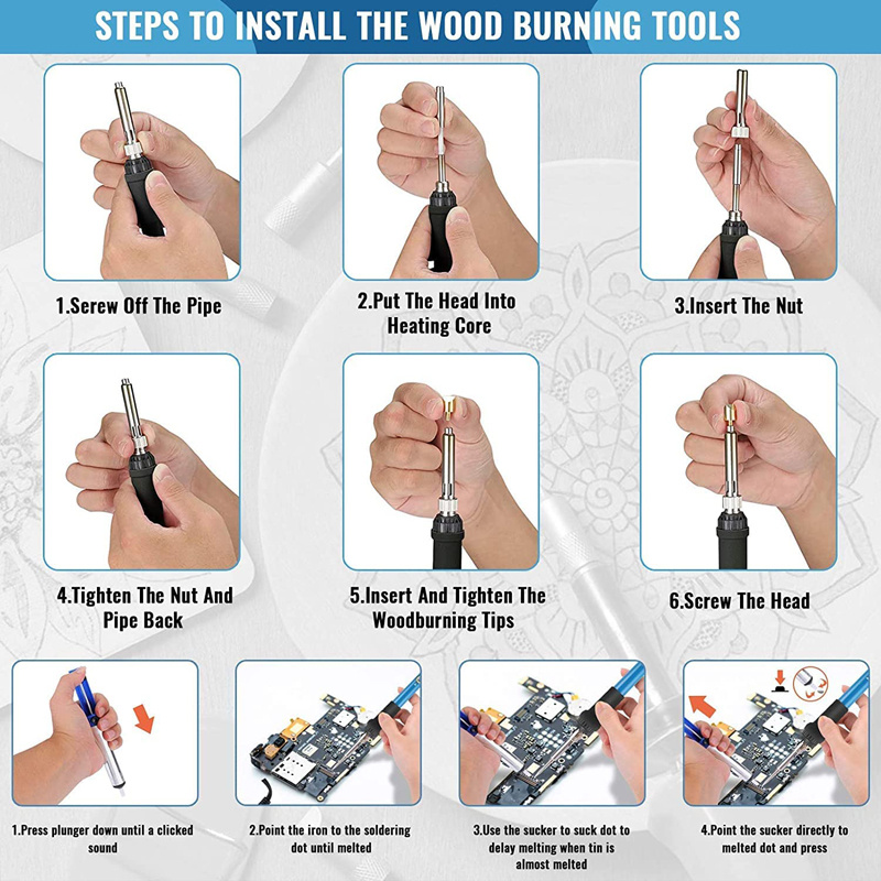  DOITOOL 12 Pcs Pyrograph Pen Tip Woodburning Tips Wood
