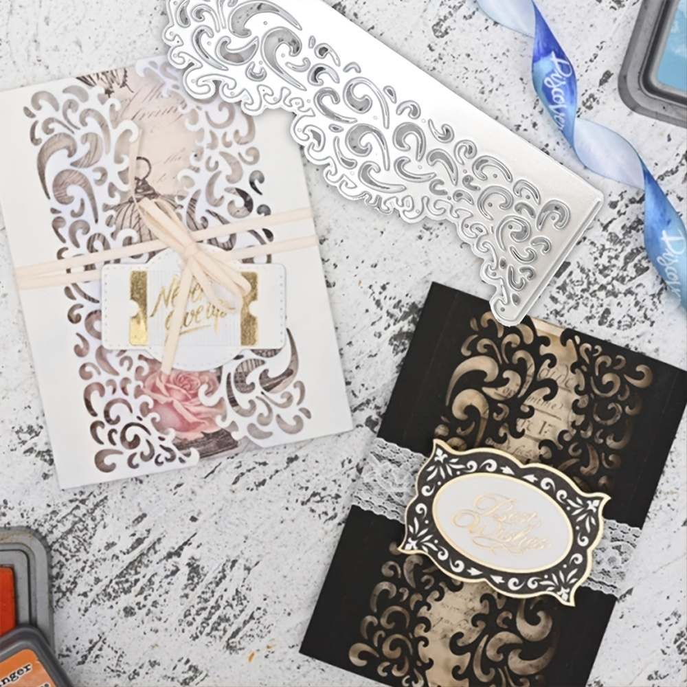 

1pc Lace Border Metal Cutting Dies Making Scrapbook Greeting Card Edge Hollow Stencil Frame Embossing Template Crafts Diy, Diy Materials Eid Al-adha Mubarak Eid Al-adha Mubarak
