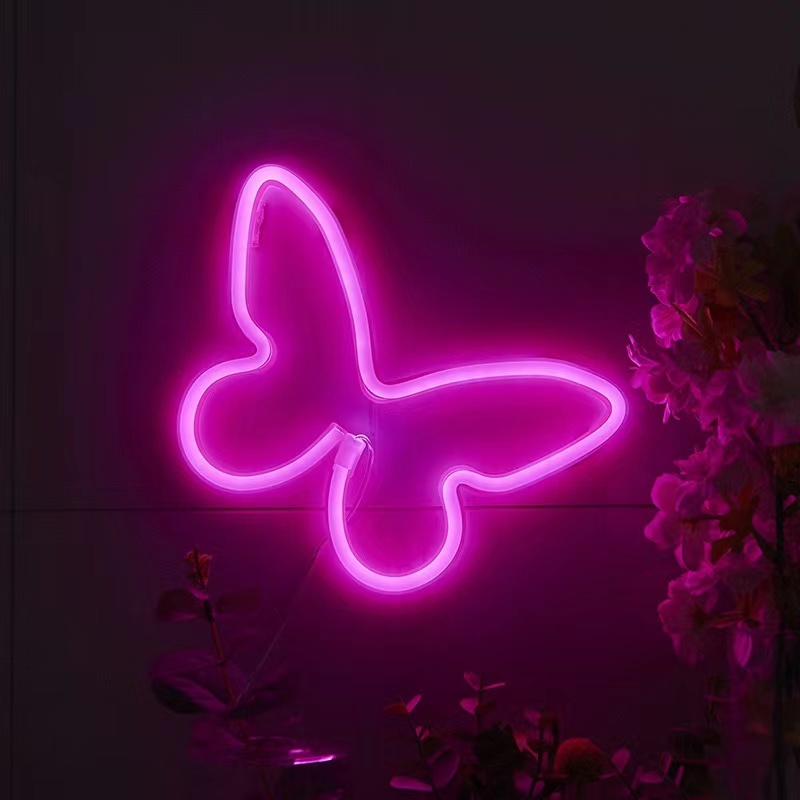 neon butterfly wall light