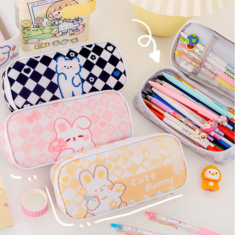 Large Capacity Checkered Pencil Case A Creative And Cute - Temu