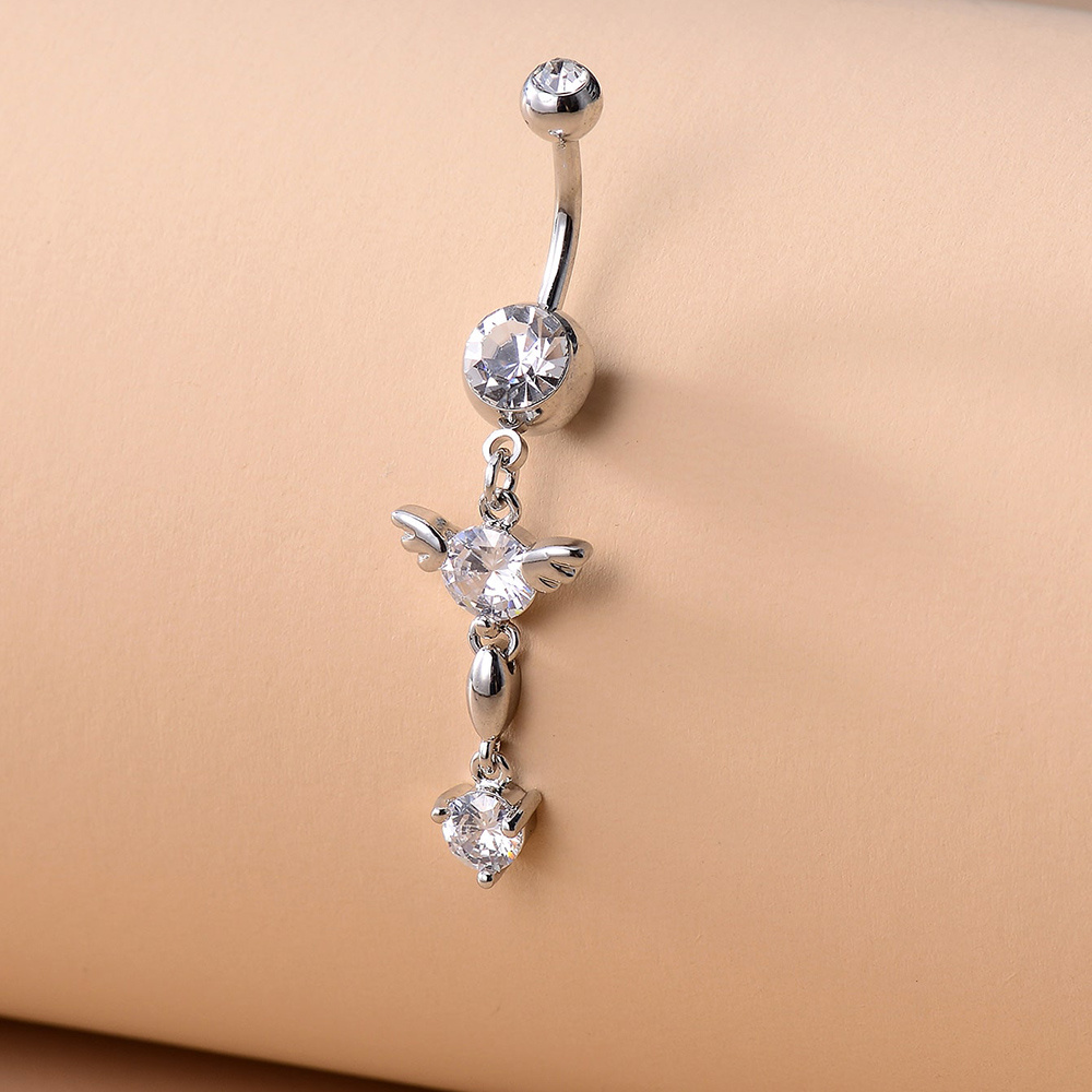 Elegant Belly Button Ring Inlaid Shiny Zircon Temu Australia