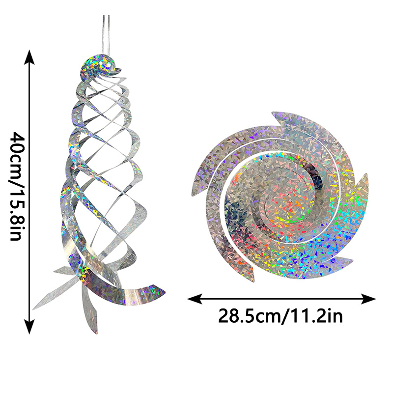 3/4/6/8pcs, Bird Repellent Spiral Reflectors Silver Mylar Spinner