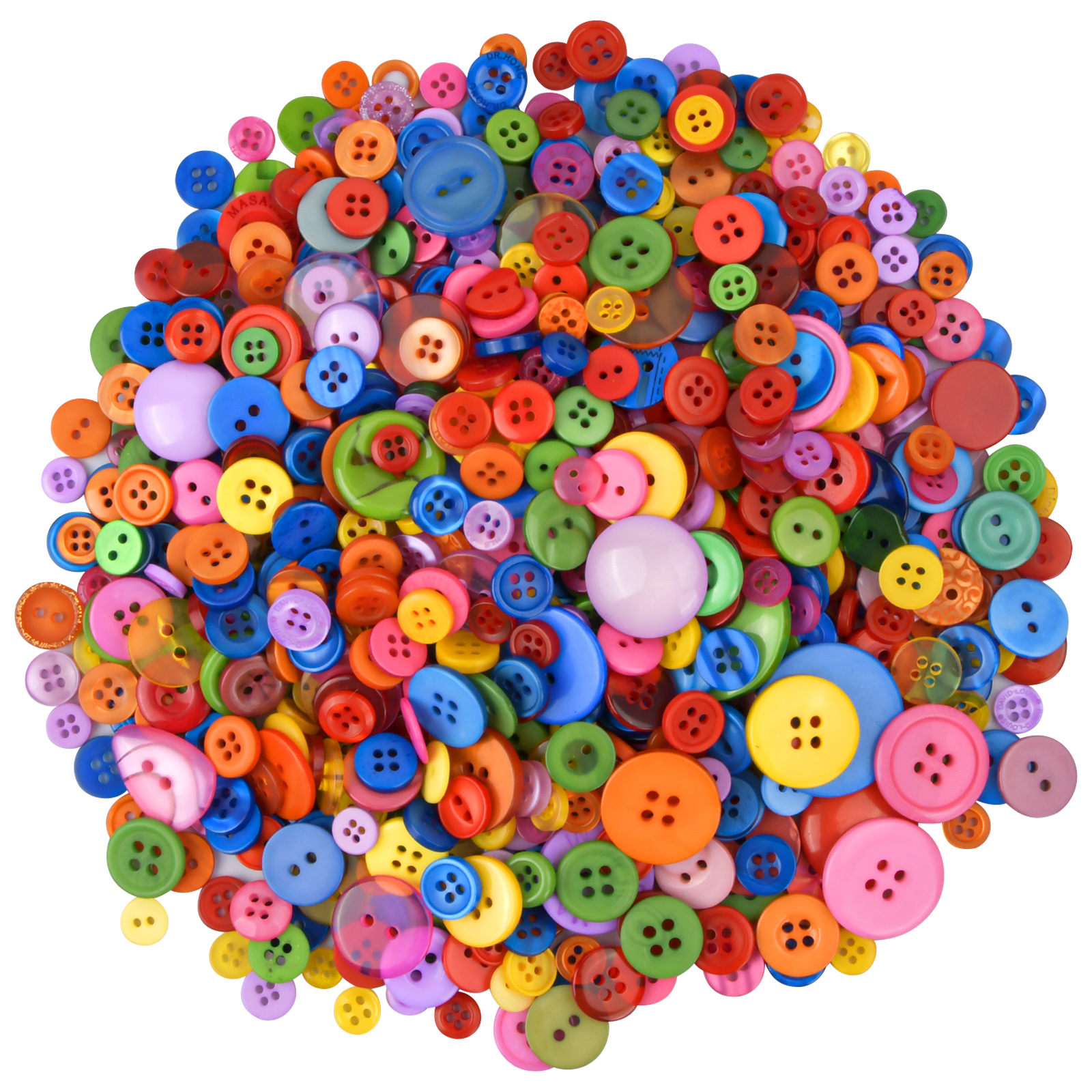 60g Pack Plastic Buttons - Assorted Coloured & Sized Buttons