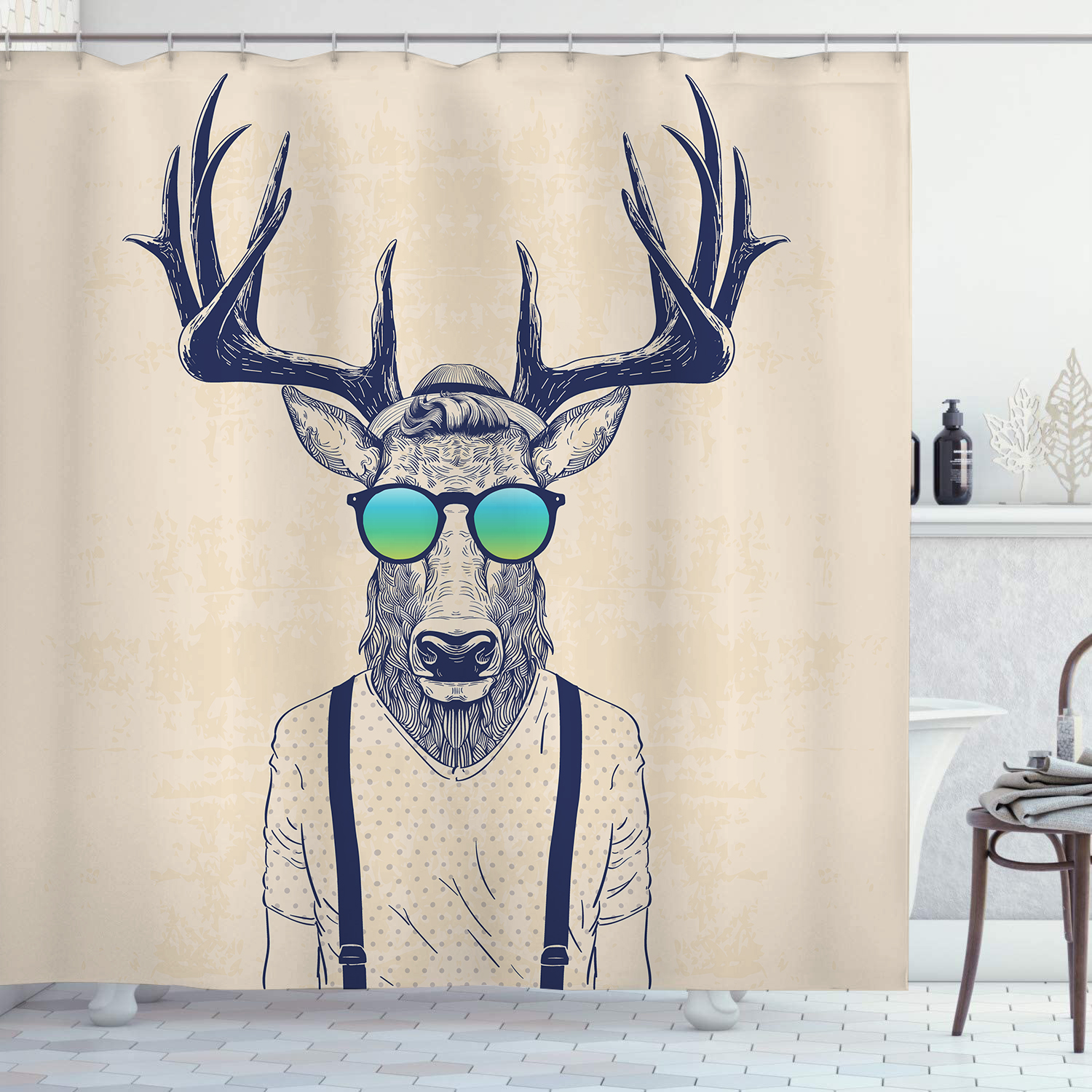 Camo Shower Curtain Black American Flag Elk Moose Wildlife - Temu