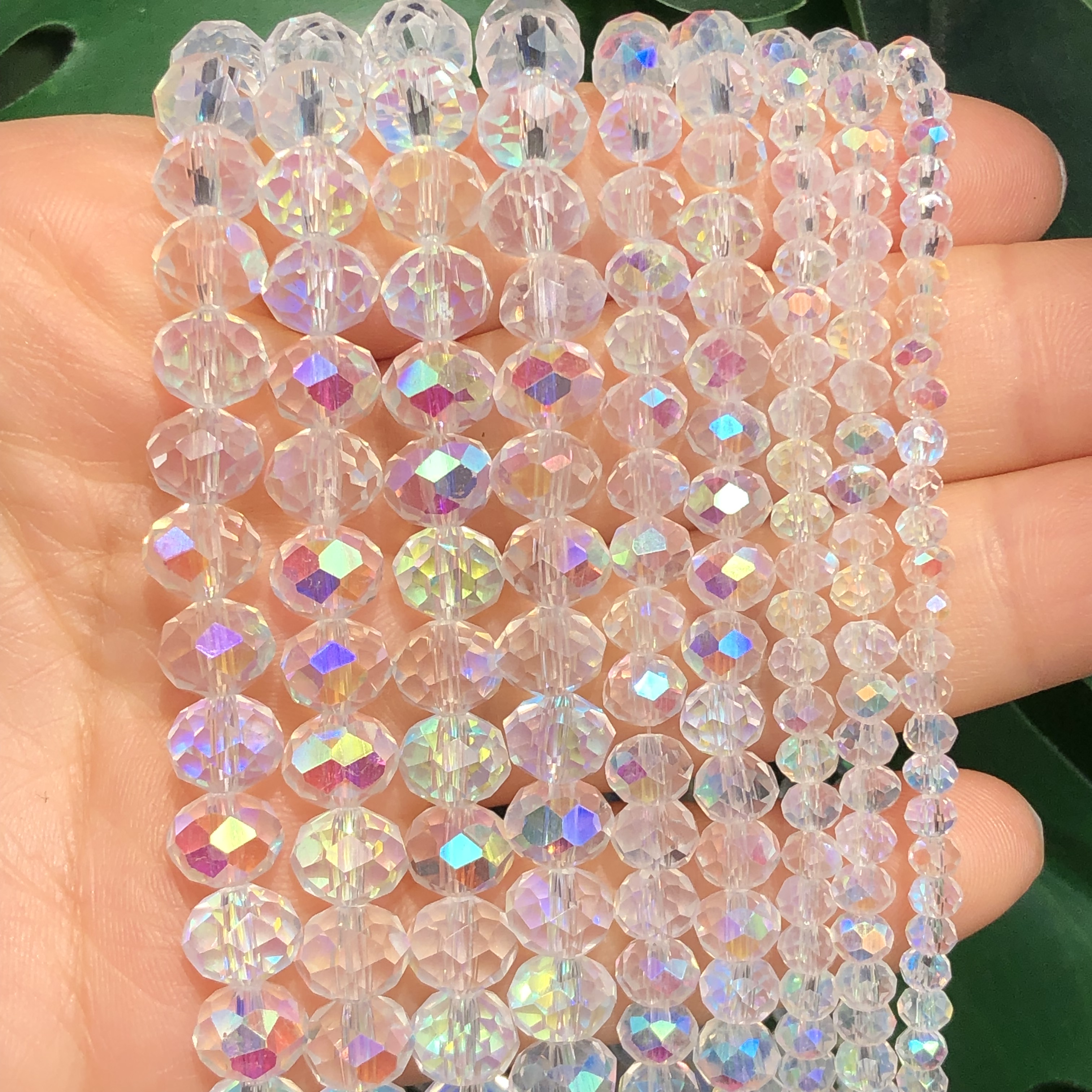 OUNONA 150pcs DIY Faceted Rondelle Glass Crystal Beads for