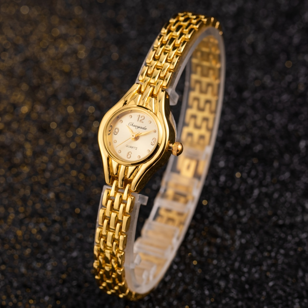 

Stainless Steel Case And Bracelet Golden Dial Watch Fancy Women Watches Jewelry Sophisticated And Stylish Women Watch