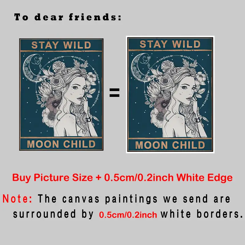 1pc Stay Wild Moon Canvas Wall Art Unique Prints Vintage Poster Wall Art Painting Decor Home Decor Gift No Frame