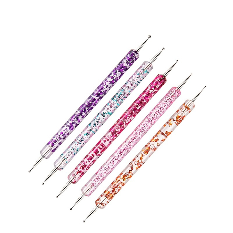 

5 Pcs Nail Art Dotting Pen Crystal Beads Handle Dual-ended Drawing Painting Rhinestones Manicure Tools Nail Tools For Manicure