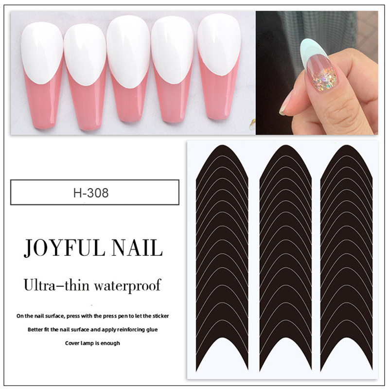 French Tip Guide New 5 Sheets French Manicure Nail Tips Guide Decals DIY  Stencil Nail Art Decals the Same Design 5 Sheets -  Finland