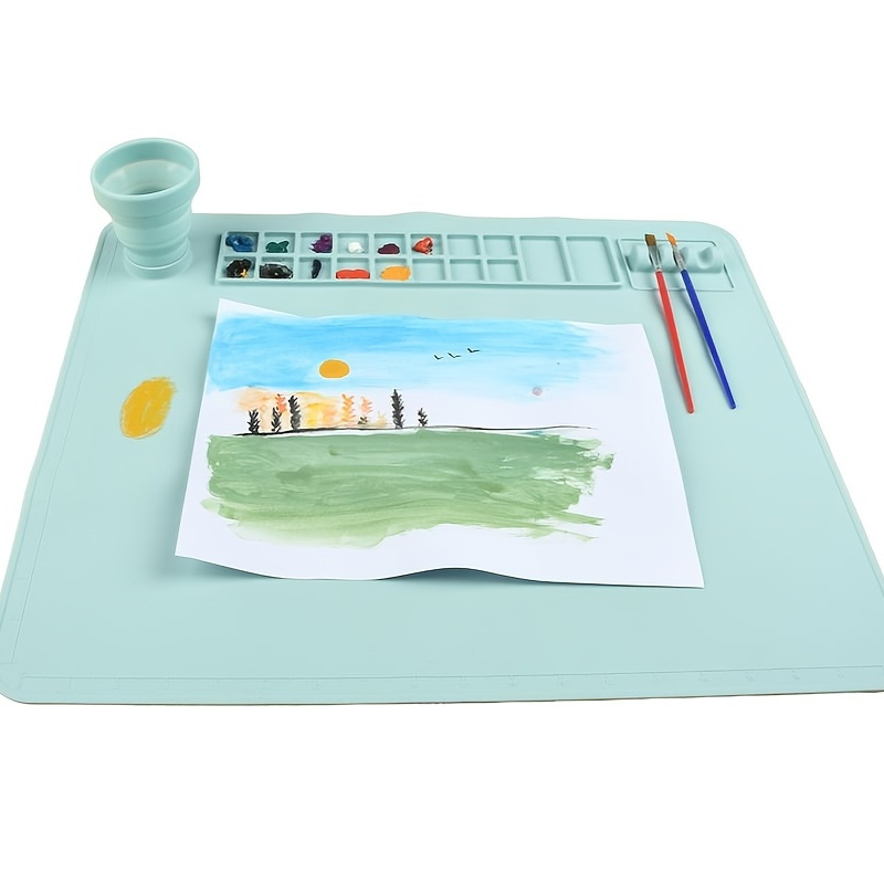  Silicone Painting Mat, Silicone Craft Mat with Cup 20X17  Silicone Art Mat with 16 Color Dividers, Beautiful Gift Box, Artist for  Kids Painting DIY Creations (Blue) : Arts, Crafts & Sewing