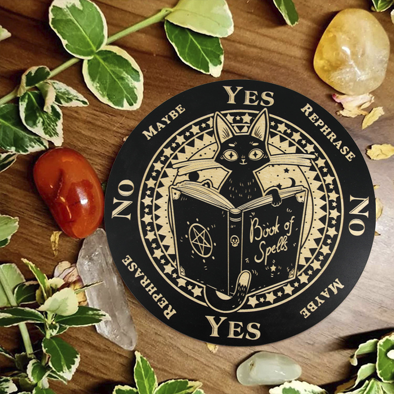 Wooden Cat Divination Pendulum Board, Dowsing Divination Wooden