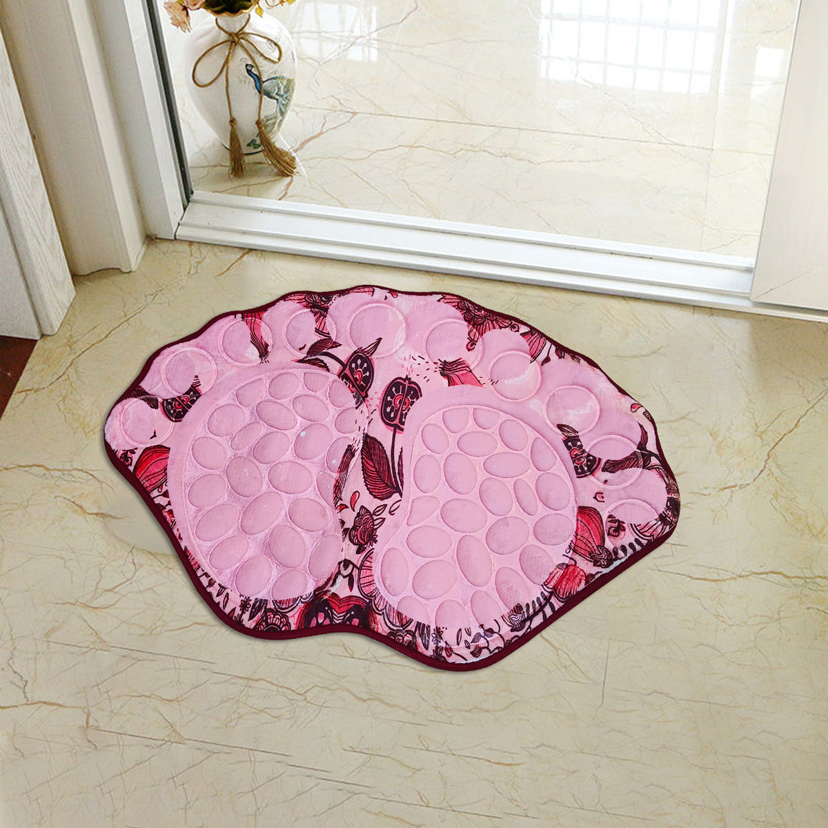 Cobblestone Patterned Bathroom Rug, 3d Big Feet Indoor Mat