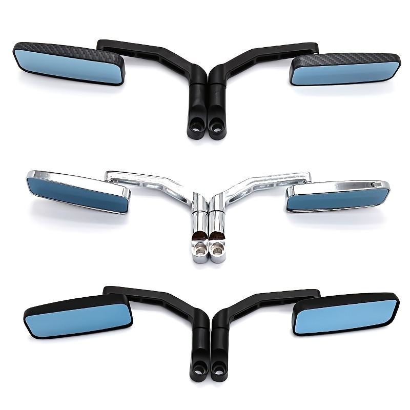 Keenso - 1 Paio Di Specchietti Retrovisori Laterali Universali Per Moto, Regolabili, In Alluminio, Per Specchietto Laterale, Motivo Fiamma, 10 Mm, 8 Mm, Colore: Blu - 6