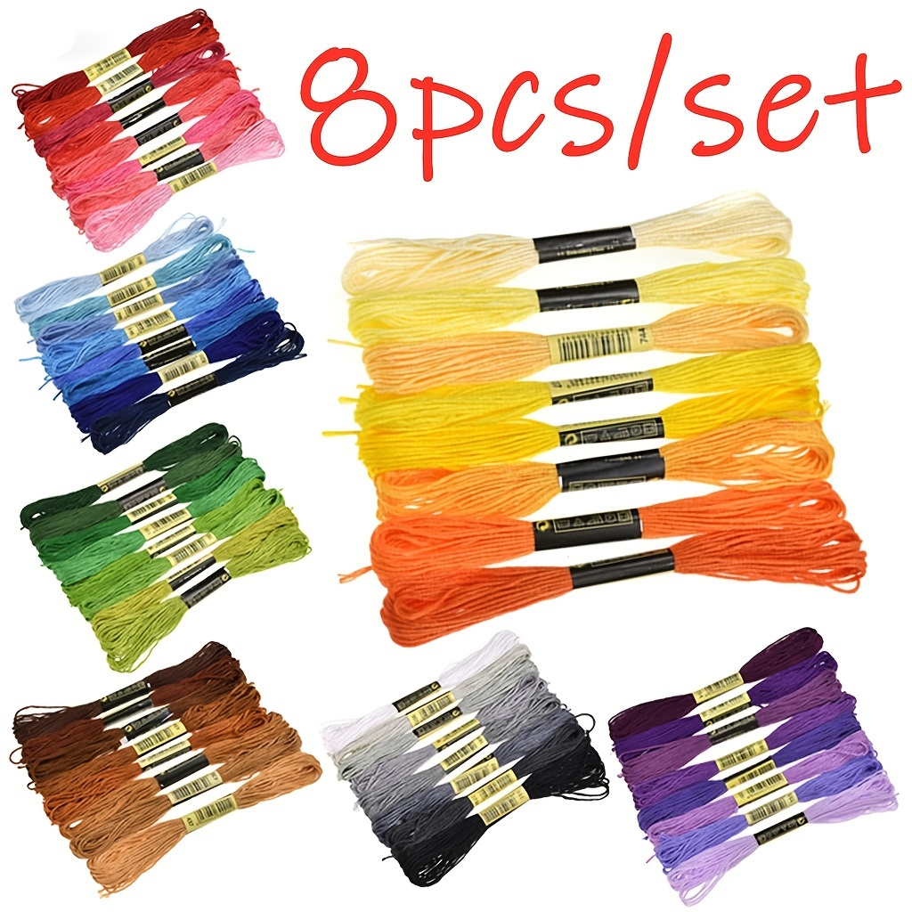 

8pcs Embroidery Thread, Cross Stitch Thread, Cotton Sewing Skeins, Embroidery Floss Kit, Diy Sewing Thread