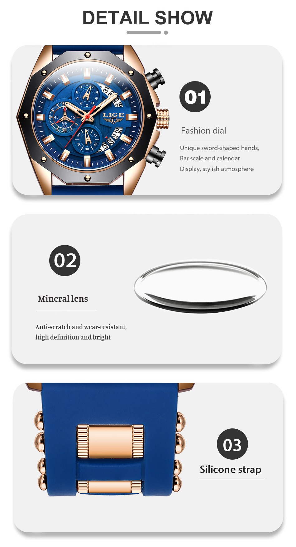 Lige Men's Watches Brand Luxury Silicone Strap Waterproof Sport Quartz Watch  Men Chronograph Military Clock - Temu Cyprus
