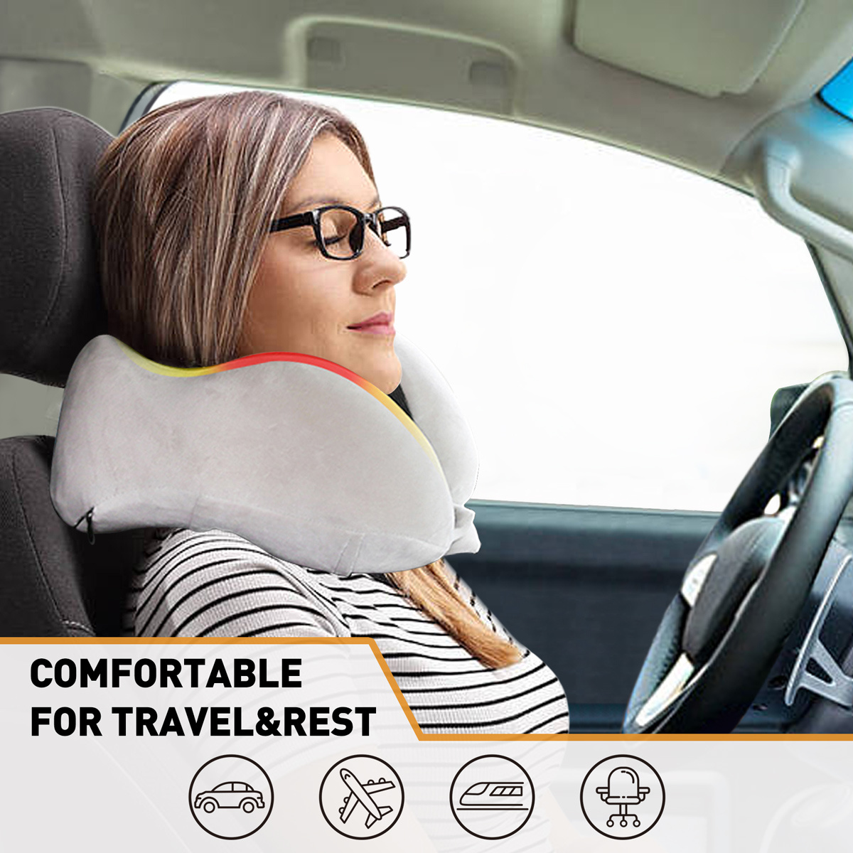  Almohada de cuello para viajes, proporciona apoyo a la cabeza,  el cuello y la barbilla en cualquier posición de sueño en vuelos de  automóvil y hogar, cómoda almohada de viaje en