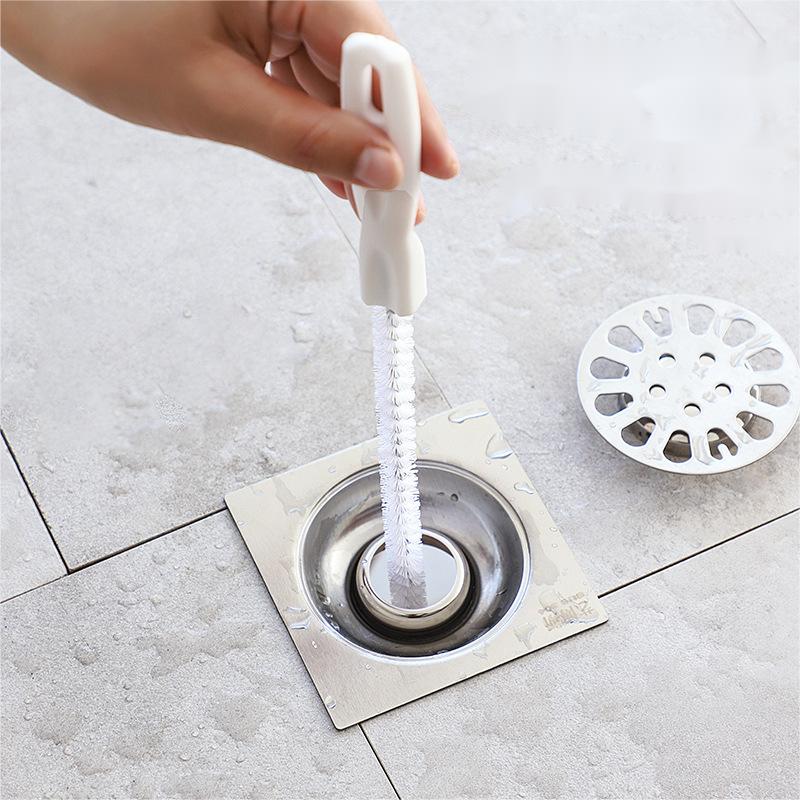 1pc Flexible Sink Cleaning Brush Pipe Dredging Brush Sewer Hair Clog  Removal Tool With Long Spiral Nylon Bristles Cleaning Brush For Kitchen Bathroom  Bathtub Toilet White bathroom accessories