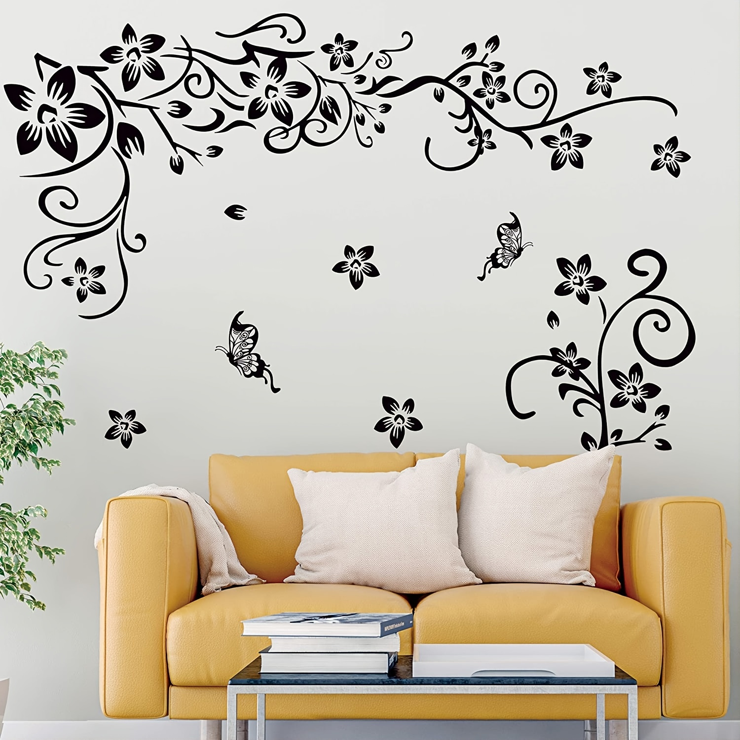 Transform Your Living Room with Beautiful Black Butterfly Wall Stickers!