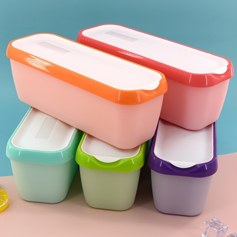 2Pcs Ice Cream Containers Freezer Storage Tubs 1 Quart Reusable