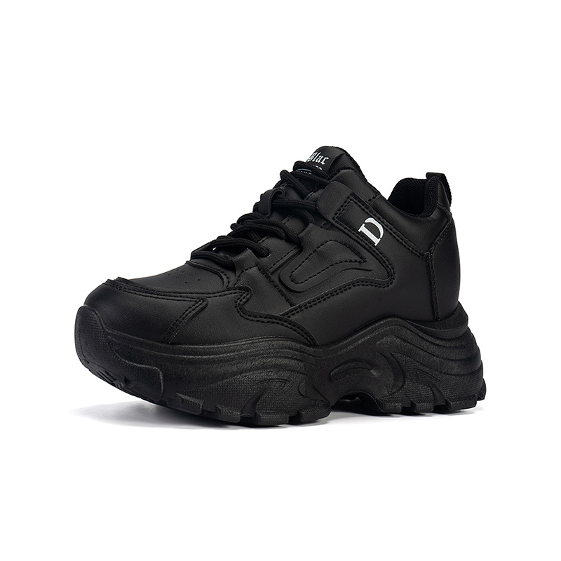 Lightweight Lace Up Running Sports Shoes Comfort Solid Thick Sole Sneakers