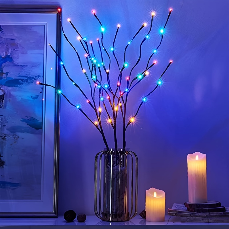 

1pc Electric Lighted Willow Branch Plug Led Pathway Lights - Perfect For Christmas Room Decoration, Indoor Apartment & Outdoor Stake Lights For Lawn
