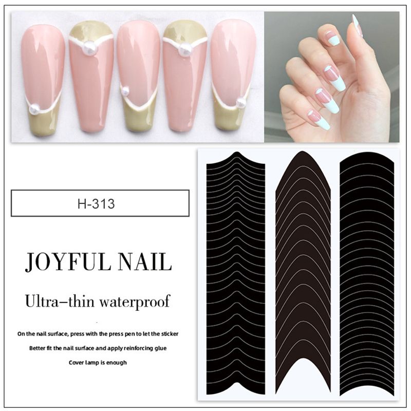 French Manicure Nail Art Stickers French Tip Nail Stencils Self Adhesive  Nail Strips Moon V Shape Design Nail Guides For Diy Nail Decorations Tools  | Check Out Today's Deals Now | Temu