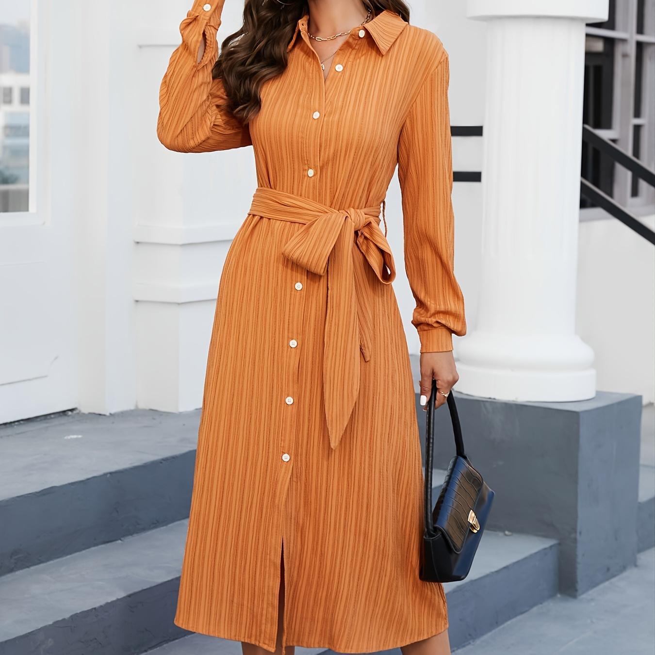 Striped button outlet up dress