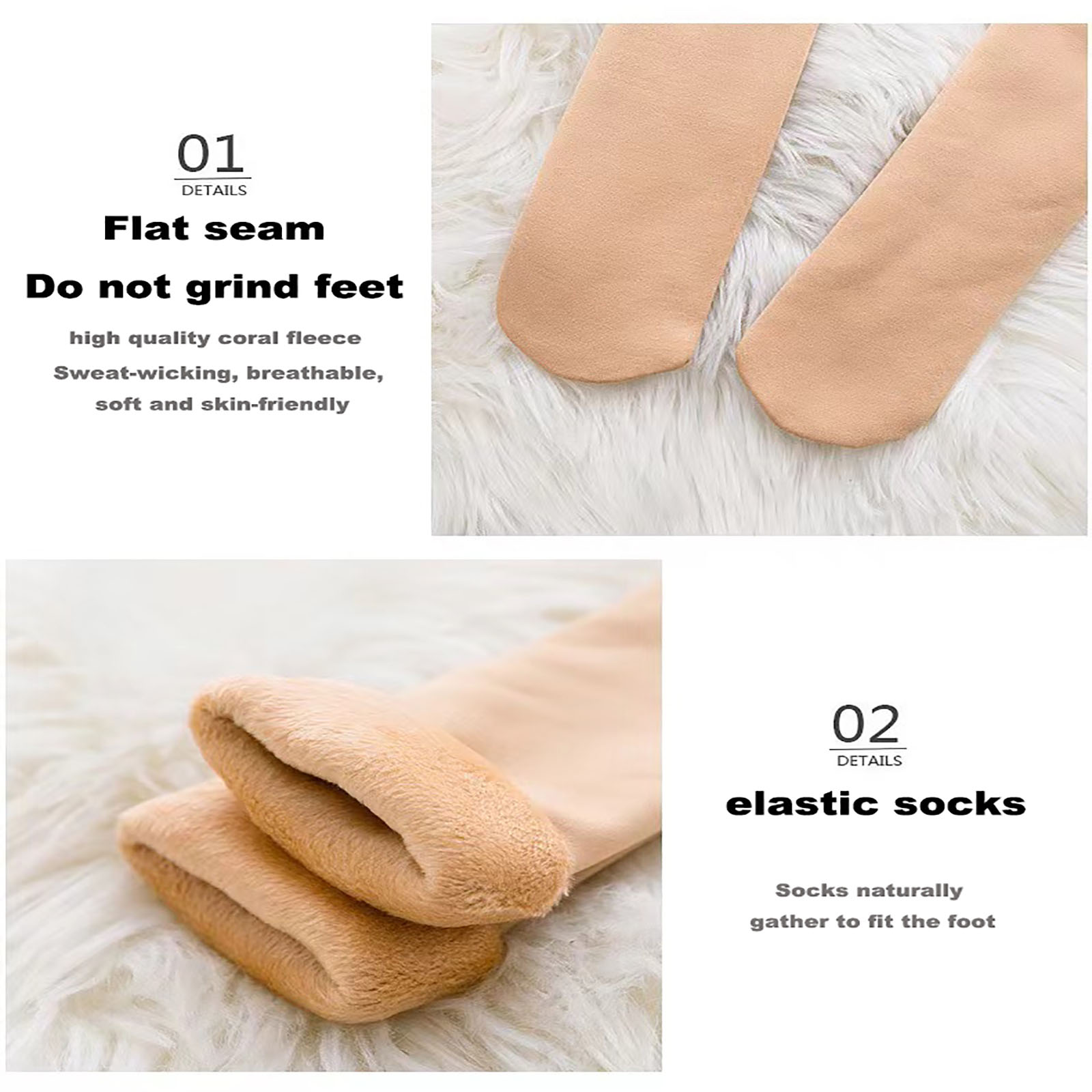 1 pair of fleece lining mid calf sock ultra thermal mid crew comfortable sports running socks for women details 0