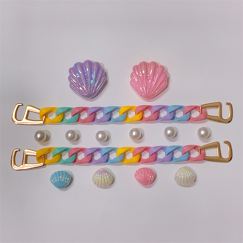 3D Jibbitz Croc Charms Set Shell Big Pearl Colorful Shoe 