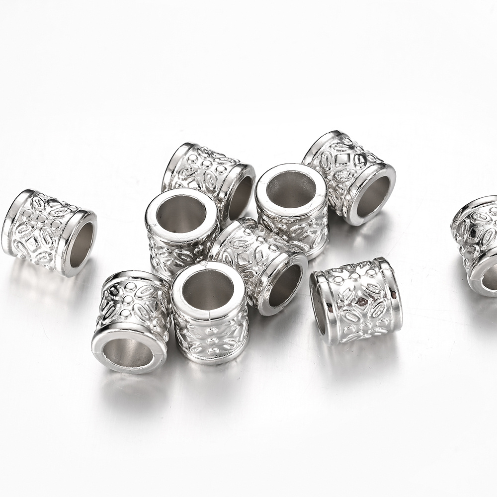30pcs 9mm(0.35inch) Geometric Cylinder Print Plastic Ccb Beads Spacer Beads For Making Beading Bracelet Jewelry