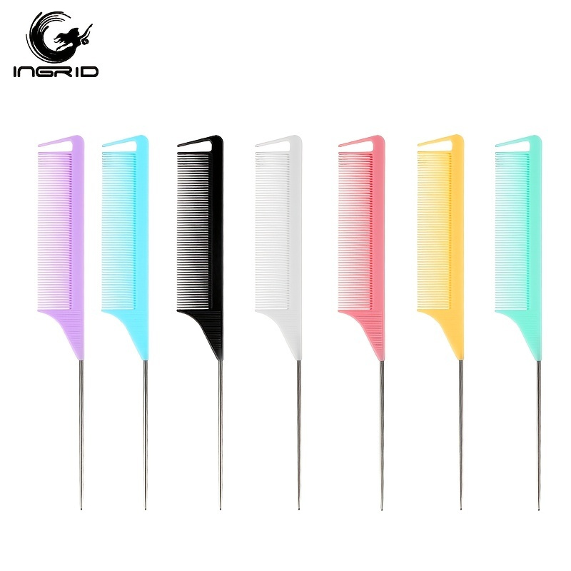 Pin Tail Comb Rat Tail Combs, Parting Comb Pin Tail Stainless Steel Tail Hair Styling Beauty Tools Easy Parting And Styling Anti-static