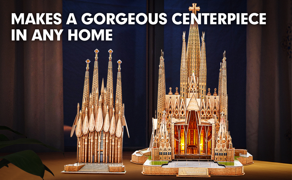 Puzzles 3D 696 Pcs Grand LED Espagne Sagrada Família Mobile Église Modèle  Kits Jigsaw Cathédrale Cadeaux Pour Adultes Enfants